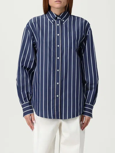 BRUNELLO CUCINELLI SHIRT BRUNELLO CUCINELLI WOMAN COLOR BLUE,H28642009
