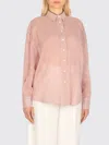 Brunello Cucinelli Stripe Button Down Linen Shirt With Piping Collar