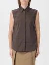 Brunello Cucinelli Stretch Poplin Shirt In Brown