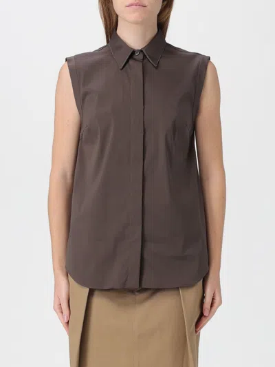 Brunello Cucinelli Stretch Poplin Shirt In Brown