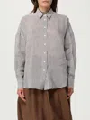 Brunello Cucinelli Bordeaux Stripe Linen-cotton Blend Shirt In Pink