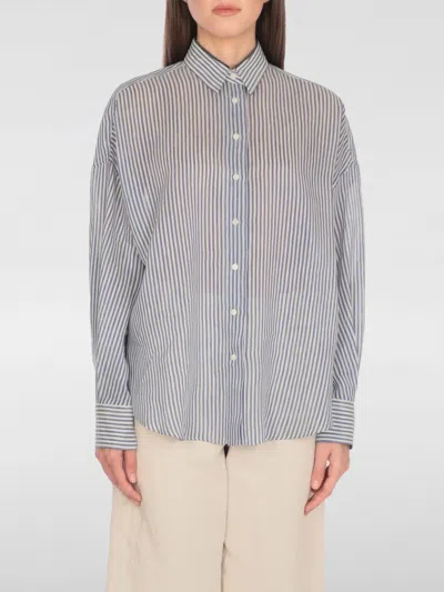 Brunello Cucinelli Camicia  In Lino E Seta A Righe