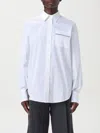 Brunello Cucinelli Button-front Poplin Shirt With Monili Pocket In Weiss