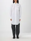 Brunello Cucinelli Stretch-cotton Poplin Monili-trim Longline Shirt In Weiss