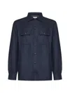 Brunello Cucinelli Wool Flannel Overshirt In Buio