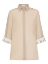 Brunello Cucinelli Cotton Shirt Embroidered Cuffs In Camel