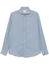 Brunello Cucinelli Herringbone Shirt In Clear Blue