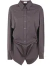 Brunello Cucinelli Collared Neck Long Sleeves Pleated Back Detail In Brown