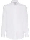 Brunello Cucinelli Spread-collar Long-sleeve Shirt In White