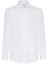 Brunello Cucinelli Cotton Shirt With Button-up Style And Spread Collar In White