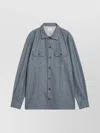 Brunello Cucinelli Shirt Cloud Wool Chest Pockets In Gray