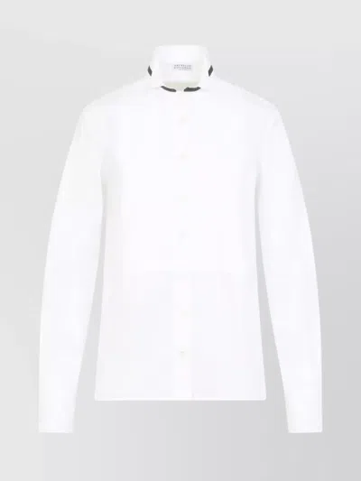 Brunello Cucinelli Shirt Collar Iridescent Cotton Blend In White