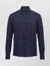 Brunello Cucinelli Herringbone Patterned Cotton-blend Flannel Shirt In Blue