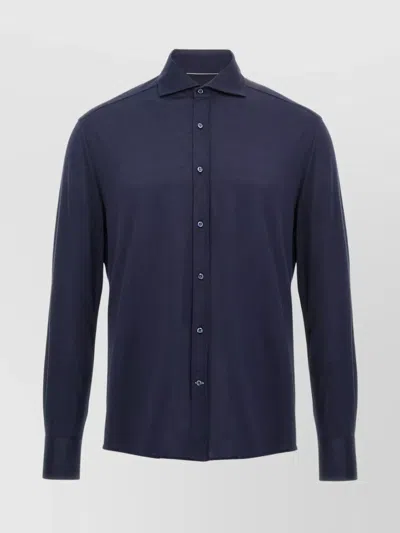 Brunello Cucinelli Shirt Cotton Long Sleeves In Blue
