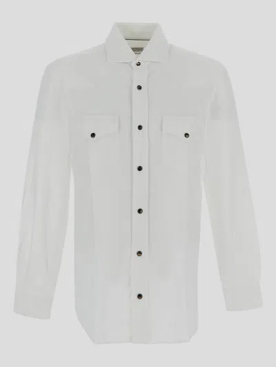 Brunello Cucinelli Piqué Cotton Shirt In White