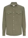 Brunello Cucinelli Cotton-needlecord Western Shirt In Dark Green