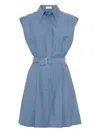 Brunello Cucinelli Mini Chemisier Dress With Monili In Blue