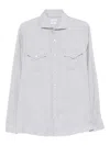 Brunello Cucinelli Double-pocket Long-sleeve Shirt In Gray