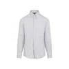 Brunello Cucinelli Grey Linen Shirt With Classic Button-down Collar In Grey