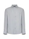 Brunello Cucinelli Cotton-blend Chevron Flannel Shirt In Grey