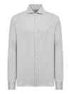Brunello Cucinelli Men Silk And Cotton Jersey Shirt With Spread Collar In Grey