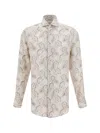 Brunello Cucinelli Men Paisley Design Shirt In Grigio Chiaro