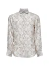 Brunello Cucinelli Men Paisley Design Shirt In Grigio Chiaro