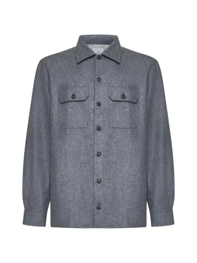 Brunello Cucinelli Wool Shirt Long Sleeves In Gray