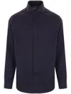 Brunello Cucinelli Herringbone Cotton Blend Shirt Clothing In Blue
