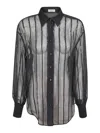 Brunello Cucinelli Striped Collared Long Sleeve Top In Black