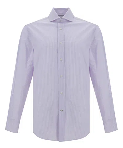Brunello Cucinelli Striped Cotton Shirt Button-down Collar In C011