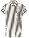 Brunello Cucinelli Embroidery Shirt Shirt And Blouse Multicolor In Panama/marrone