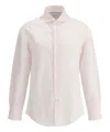 Brunello Cucinelli Men Striped Shirt In Pink