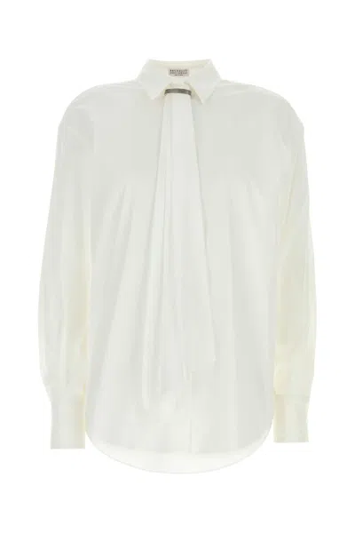 Brunello Cucinelli Shirt Popeline Di Cotone Stretch In Neutral