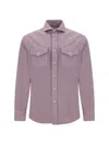 Brunello Cucinelli Man Shirt Antique Rose Size Xxl Cotton In Purple