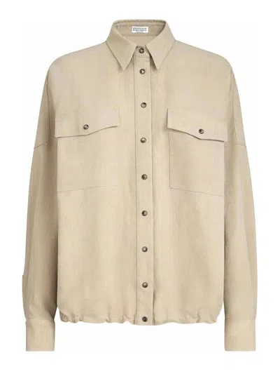 Brunello Cucinelli Long Sleeves Oversized Shirt In Brown
