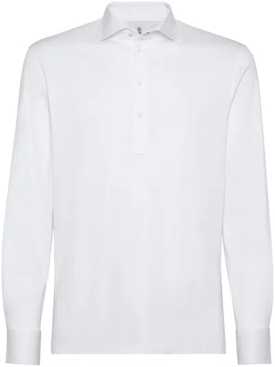 Brunello Cucinelli Shirt-sleeved Cotton-blend Polo Shirt In White