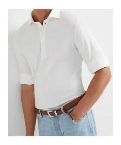 Brunello Cucinelli Shirt-sleeved Cotton-blend Polo Shirt In White