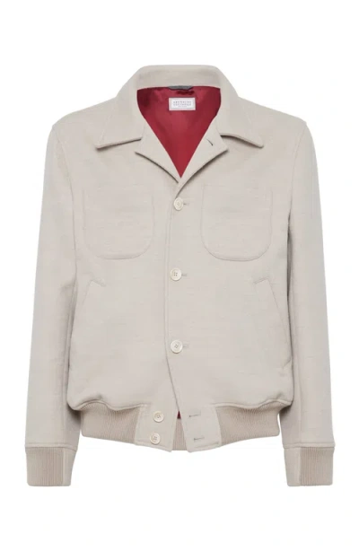 Brunello Cucinelli Long-sleeve Wool Shirt Jacket In Sand