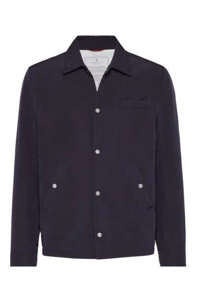 Brunello Cucinelli Men Waterproof Shirt Jacket In Blue