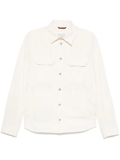BRUNELLO CUCINELLI BRUNELLO CUCINELLI SHIRT-STYLE OUTERWEAR UNLINED IN WATER-REPELLENT MICROFIBRE WITH HEAT TAPES