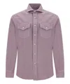 Brunello Cucinelli Man Shirt Antique Rose Size Xxl Cotton In Violet