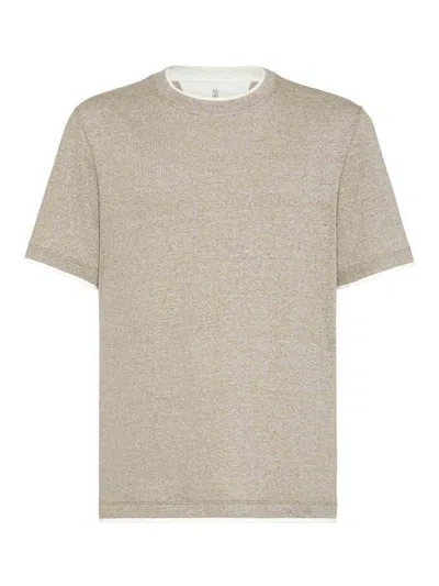 Brunello Cucinelli Slub Linen And Cotton-blend Jersey T-shirt In Neutrals
