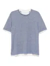 Brunello Cucinelli Men Crew-neck T-shirt With Faux-layering In White