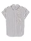 Brunello Cucinelli Regimental Cotton And Silk Poplin Shirt With Gliste In White