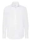 Brunello Cucinelli Men's Basic Fit Solid Sport Shirt With Button-down Collar In White
