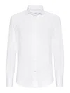 Brunello Cucinelli Buttoned-up Linen Shirt In White