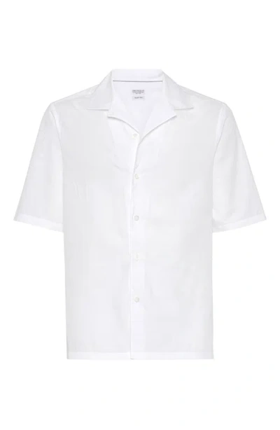 Brunello Cucinelli Shirt With Camp Collar In Beige