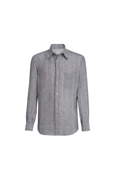 Brunello Cucinelli Shirt With Chest Pocket In Gray