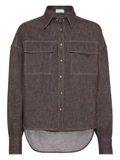 BRUNELLO CUCINELLI BRUNELLO CUCINELLI SHIRT WITH CONTRASTING LINING